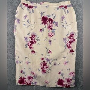 Vintage Pendleton floral skirt silk linen blend size 12